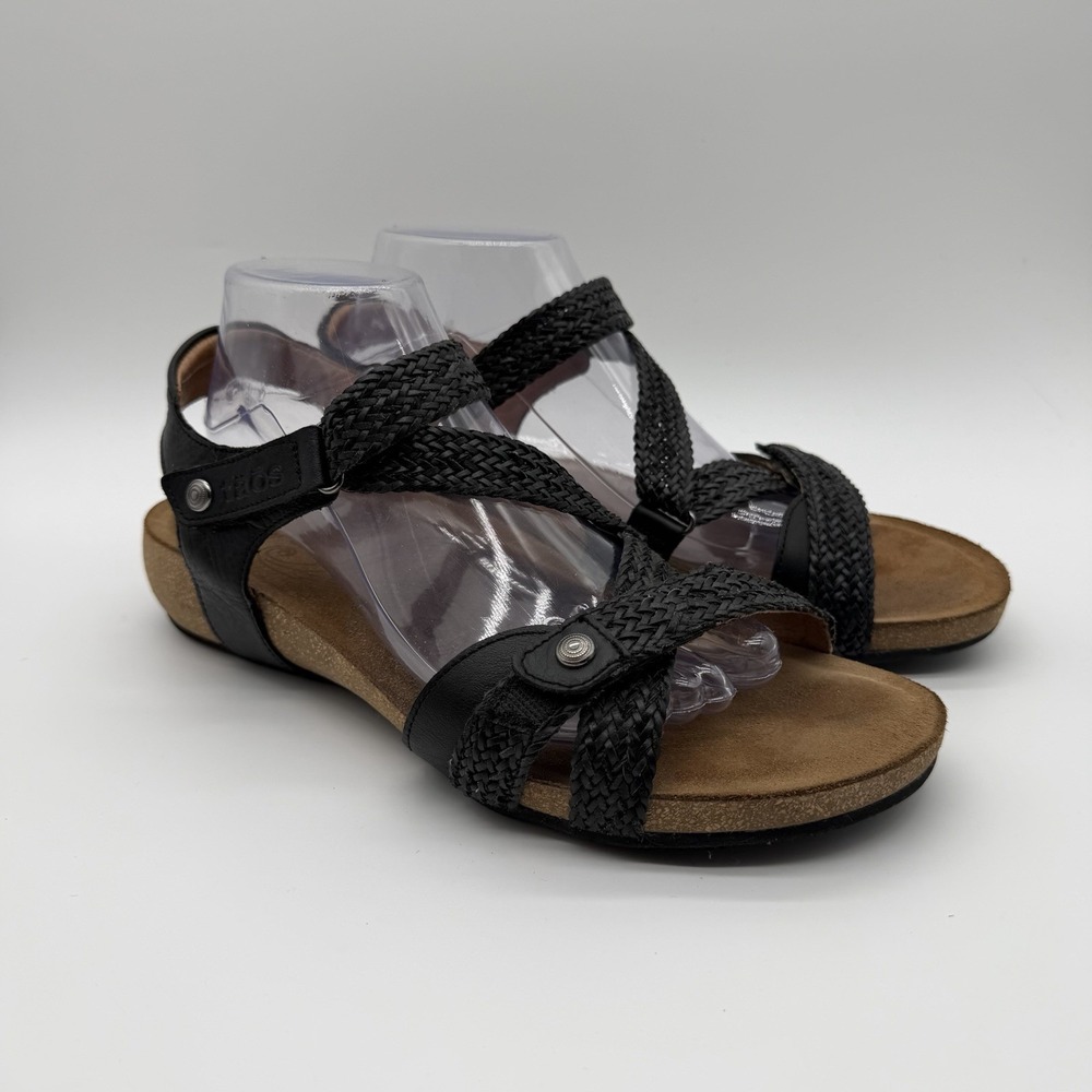 Taos Trulie Women's Black Braided Strap Hook & Loop Sandals US 11-11.5 EU 42